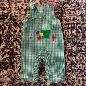 Bailey Boys Green Plaid Kids Overalls